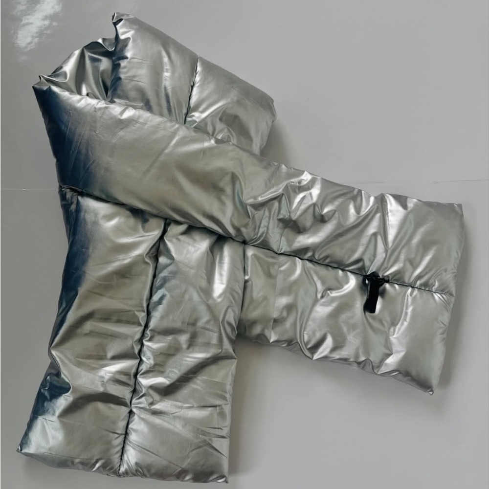 Love & Lore Metallic Silver Puffer Scarf